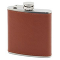 Flask w/Brown Leather Wrap